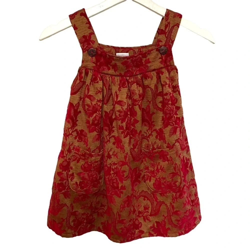boutique cotton caboodle 6 holiday jacquard baroque print dress jumper‎ overall